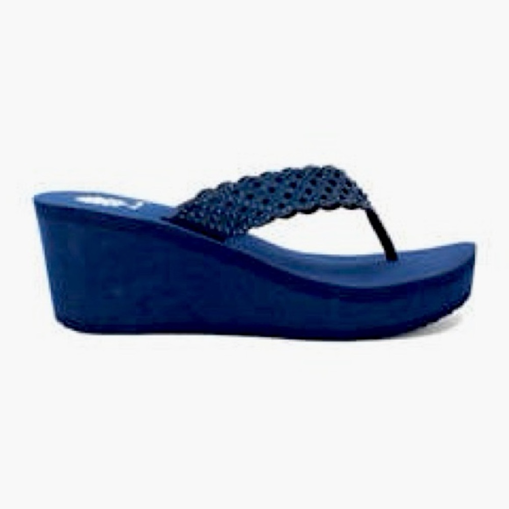 Yellow Box. DASINIA  WEDGE  Sandals MEDIUM WIDTH  COLOR NAVY NEW IN BOX